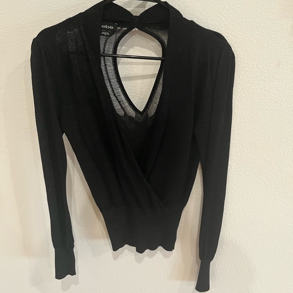 bebe Tops - Bebe black sweater top! Sexy opened front, sheer peekaboo back!